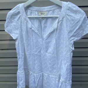 Eyelet White Short Sleeve Blouse